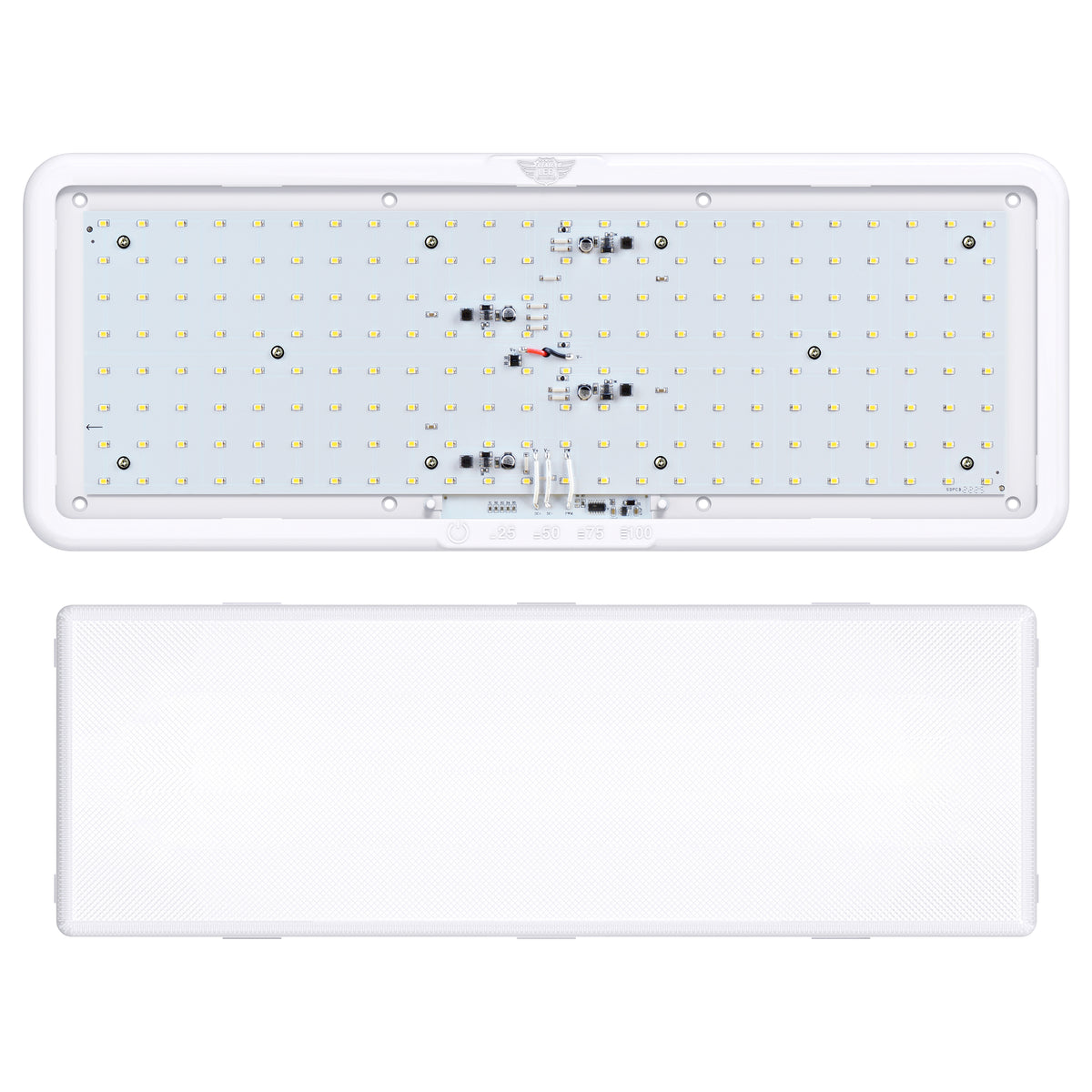 Leisure LED 12V RV Interior LED Ceiling Light Rectangle Natural White Touch Dimmer Switch 2000 Lumen 21 Inch (White)