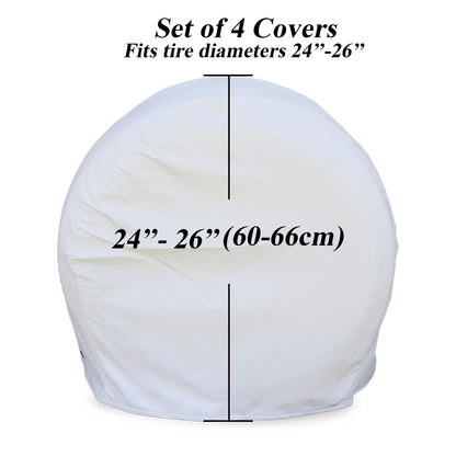 Leisure Coachworks RV Tire Cover Set for Tire Diameters 24 Inch x 26  Inch (White)
