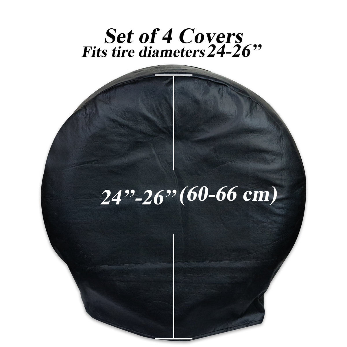 Leisure Coachworks RV Tire Cover Set for Tire Diameters 24 Inch x 26  Inch (Black)