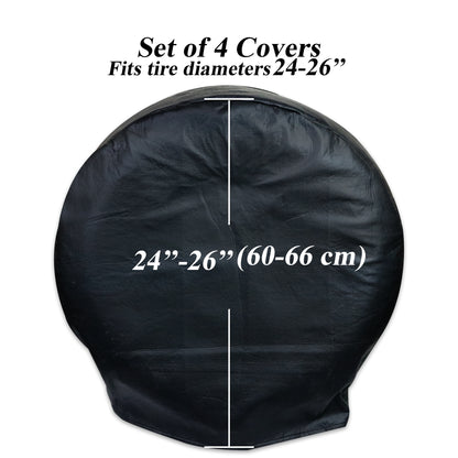 Leisure Coachworks RV Tire Cover Set for Tire Diameters 24 Inch x 26  Inch (Black)
