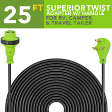 Leisure Cords 30AMP RV Extension Cord Twist Locking 25 Foot (Green)
