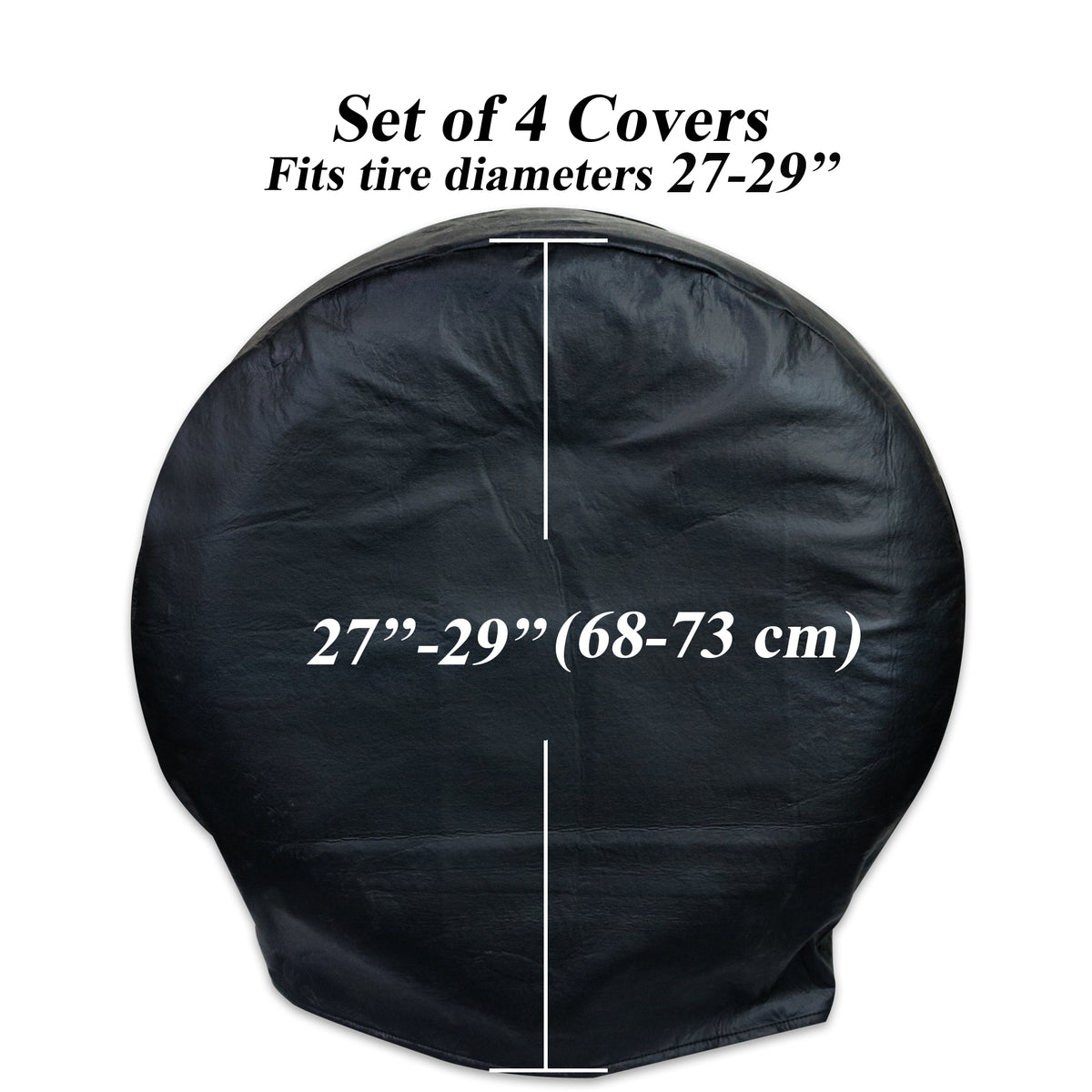Leisure Coachworks RV Tire Cover Set for Tire Diameters 27 Inch x 29  Inch (Black)