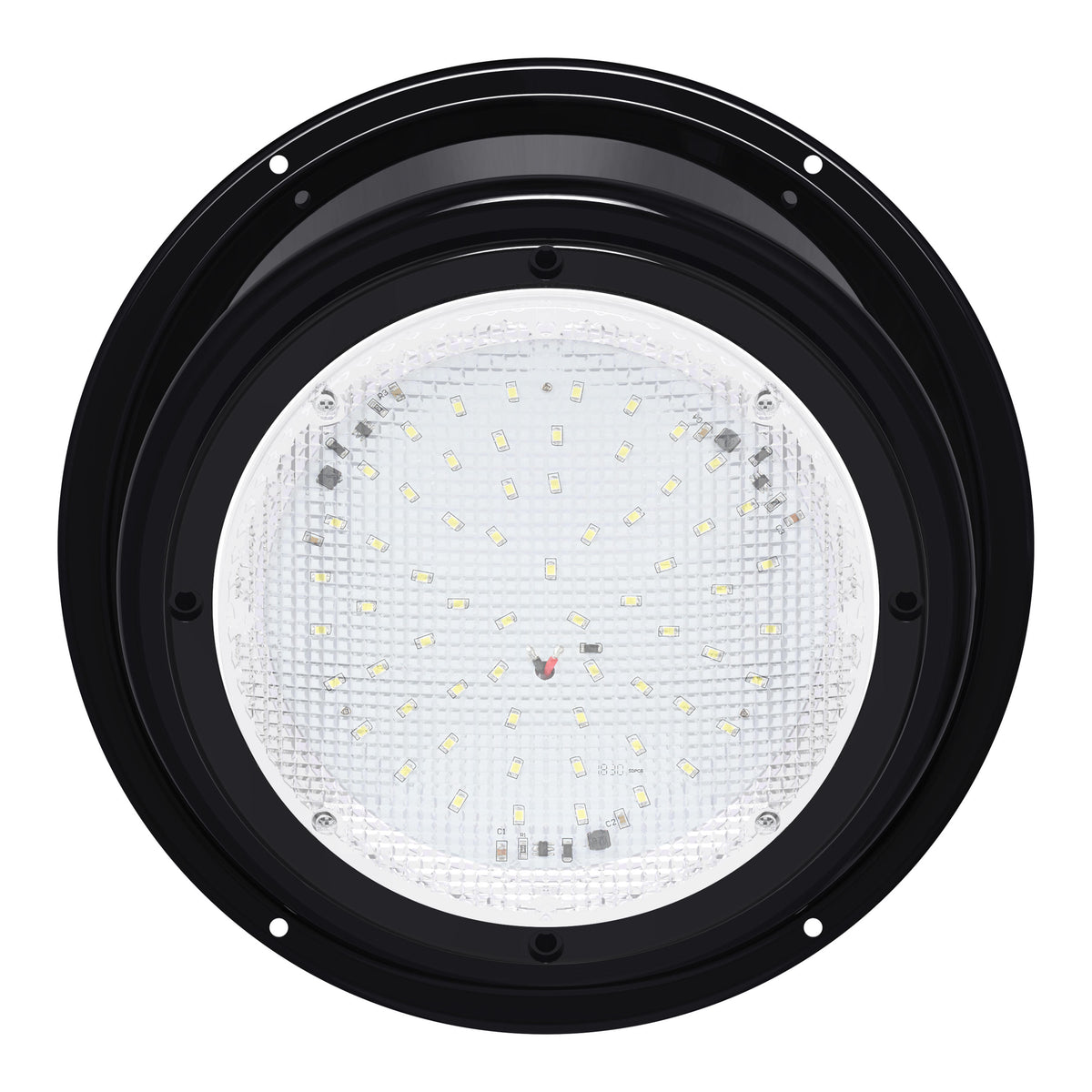 Leisure LED 12V RV Exterior LED Scare Light Round Cool White Clear Lens 600 Lumen with Bezel Kit 8 Inch (White)