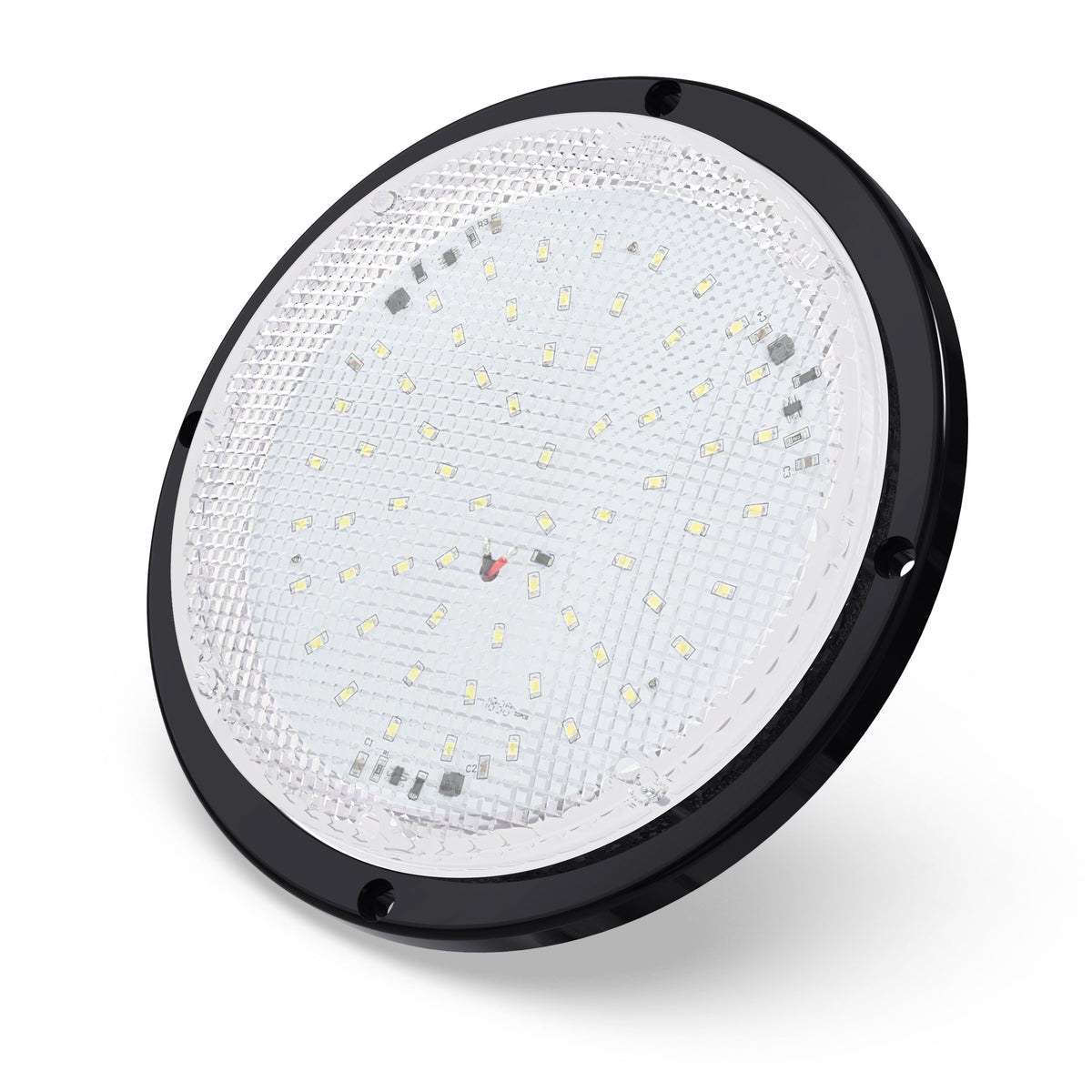 Leisure LED 12V RV Exterior LED Scare Light Round Cool White Clear Lens 1000 Lumen 8 Inch (White)