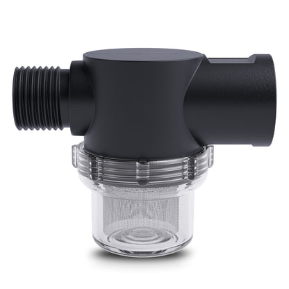 Leisure Coachworks RV Water Pump Stainer Filter with 1/2 Inch NPS Inlet 1/2 Inch NPSM Outlet (Black)
