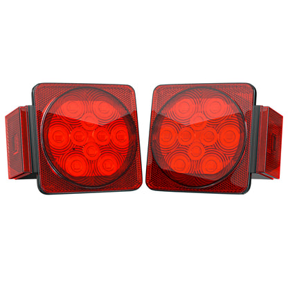 Leisure LED 12V Trailer Exterior LED Submersible Light Kit Square with Red Lens 4 Inch (Red)