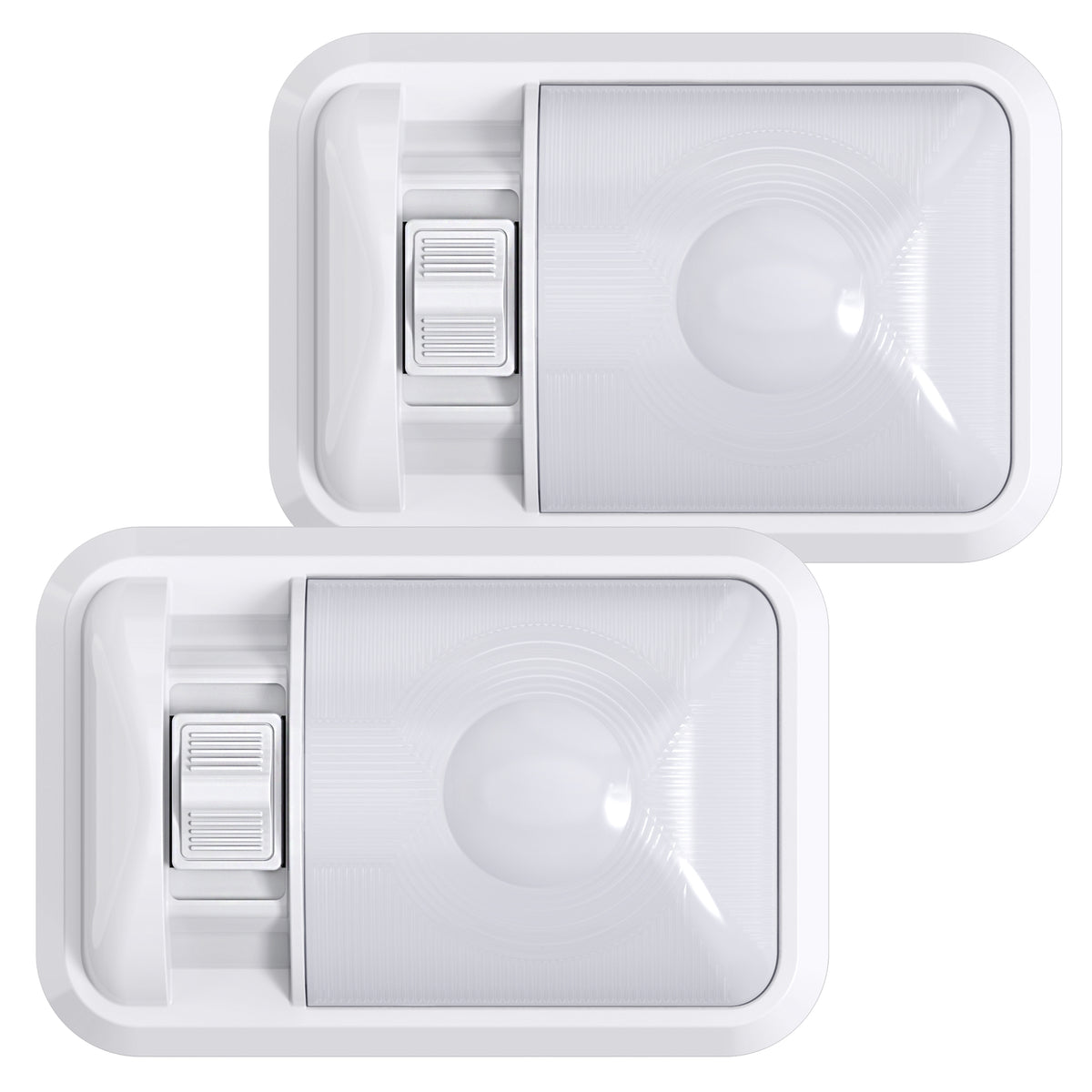 Leisure LED 12V RV LED Single Dome Light Natural White On Off Switch Frosted Lens 8 Inch (White)