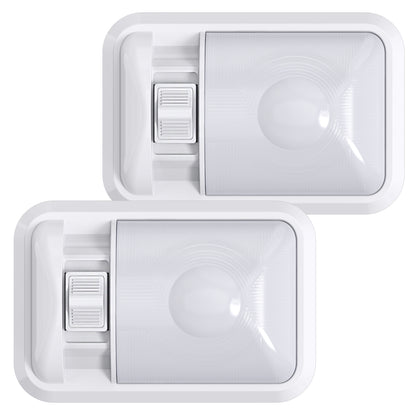 Leisure LED 12V RV LED Single Dome Light Natural White On Off Switch Frosted Lens 8 Inch (White)