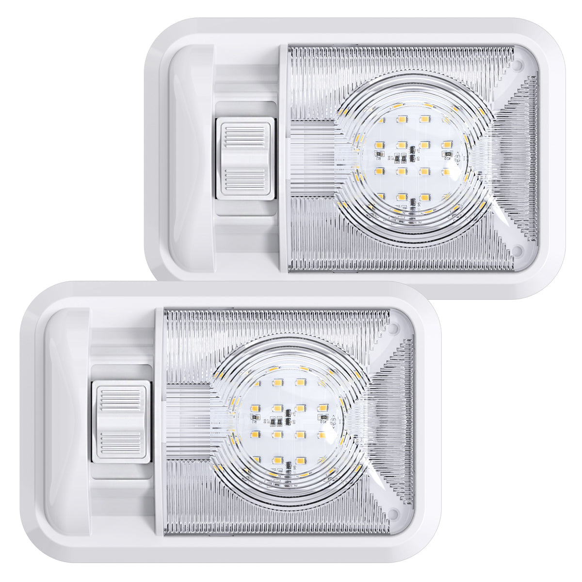 Leisure LED 12V RV LED Single Dome Light Natural White On Off Switch Clear Lens 8 Inch (White)
