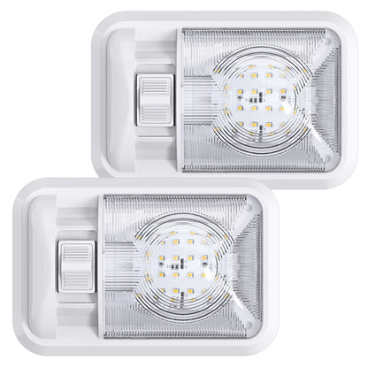 Leisure LED 12V RV LED Single Dome Light Natural White On Off Switch Clear Lens 8 Inch (White)