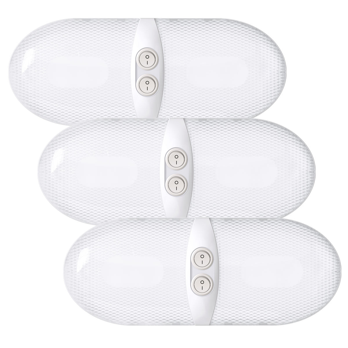 Leisure LED 12V RV LED Double Dome Light Natural White Double On Off Switch Frosted Lens 11 Inch (White)