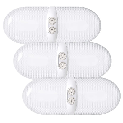 Leisure LED 12V RV LED Double Dome Light Natural White Double On Off Switch Frosted Lens 11 Inch (White)