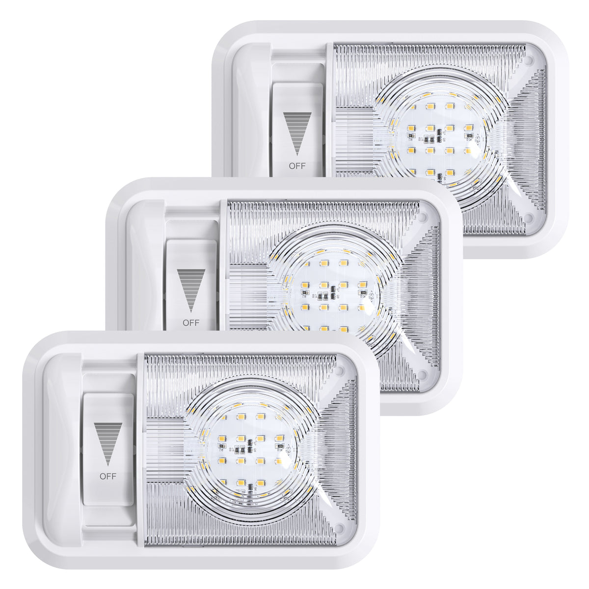 Leisure LED 12V RV LED Single Dome Light Natural White Dimmer Switch Clear Lens 8 Inch (White)