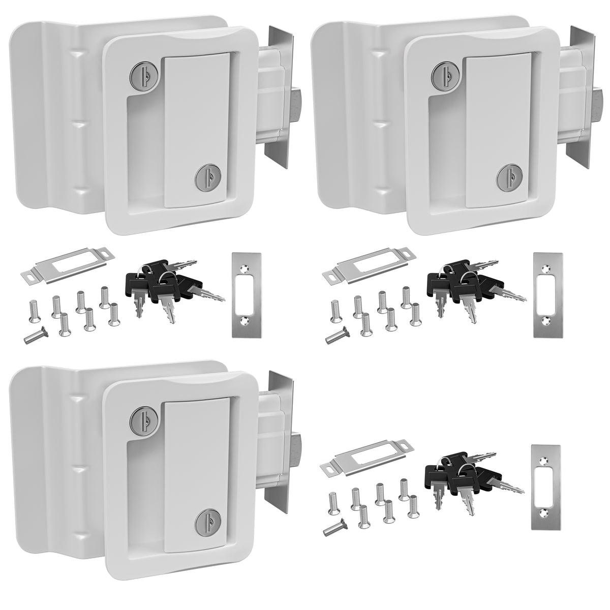 Leisure Locks RV Entry Door Lock with Paddle Deadbolt 2.5 Inch x 3.5 Inch (White)