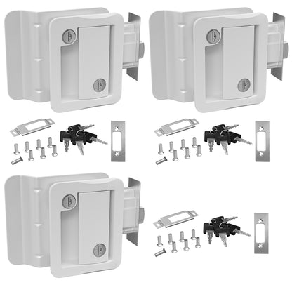 Leisure Locks RV Entry Door Lock with Paddle Deadbolt 2.5 Inch x 3.5 Inch (White)