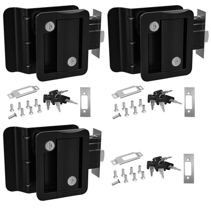Leisure Locks RV Entry Door Lock with Paddle Deadbolt 2.5 Inch x 3.5 Inch (Black)
