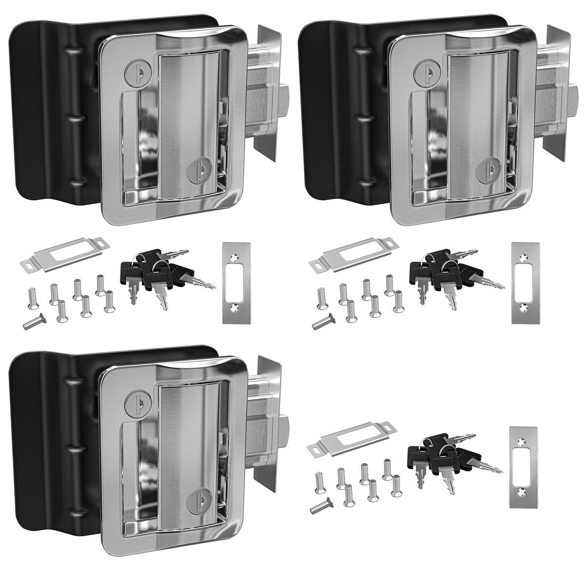 Leisure Locks RV Entry Door Lock with Paddle Deadbolt 2.5 Inch x 3.5 Inch (Chrome)