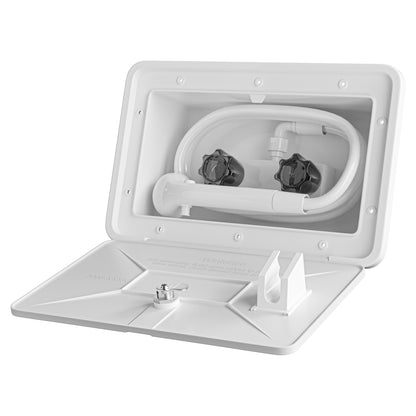 Leisure Coachworks RV Exterior Shower Box Kit for Cowboy Shower with ABS Hose 13.31 Inch x 8.41 Inch (White)