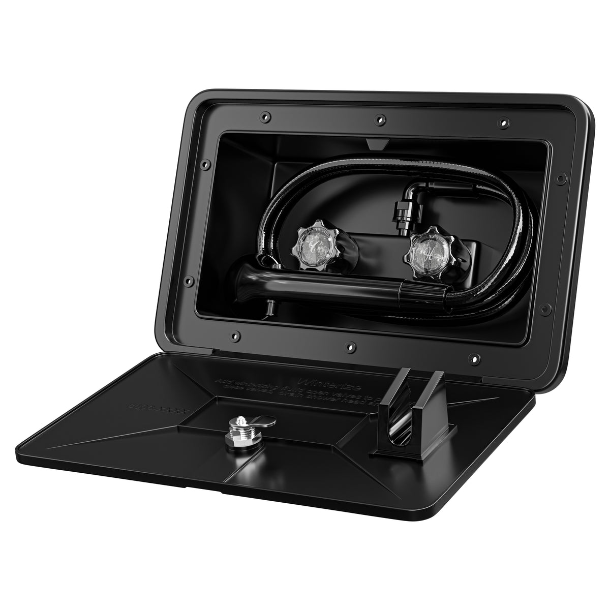 Leisure Coachworks RV Exterior Shower Box Kit for Cowboy Shower with ABS Hose 13.31 Inch x 8.41 Inch (Black)