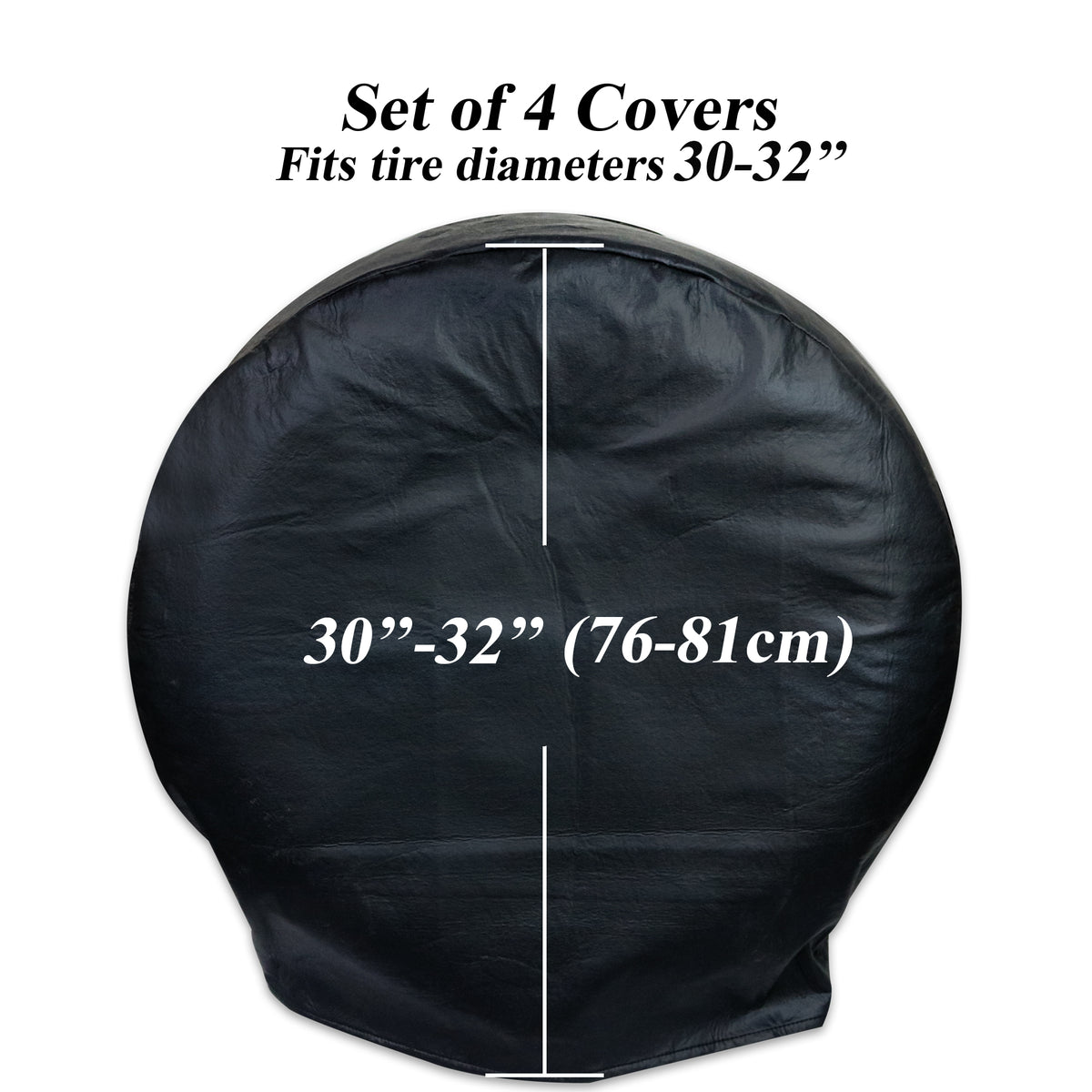 Leisure Coachworks RV Tire Cover Set for Tire Diameters 30 Inch x 32  Inch (Black)