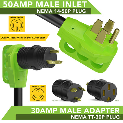 Leisure Cords 30AMP RV Electrical Adapter Standard NEMA TT-30P to 14-50R 4 Inch (Black)