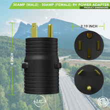 Leisure Cords 30AMP RV Electrical Adapter Standard NEMA TT-30P to 14-50R 4 Inch (Black)
