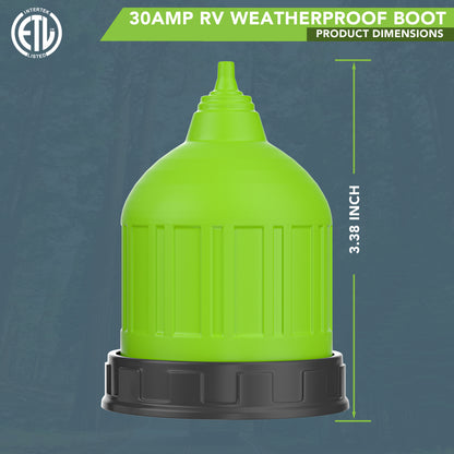 Leisure Cords 30AMP RV Power Cord Plug Protective Weatherproof Boot Cover 3 Inch (Green)