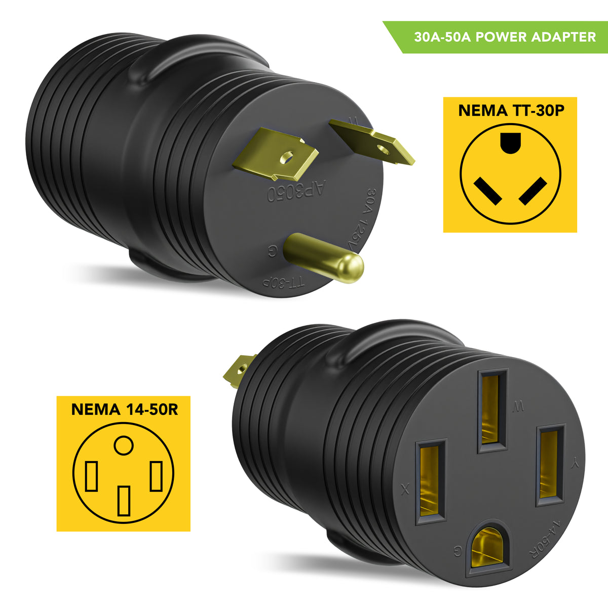 Leisure Cords 30AMP RV Electrical Adapter Standard NEMA TT-30P to 14-50R 4 Inch (Black)