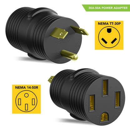 Leisure Cords 30AMP RV Electrical Adapter Standard NEMA TT-30P to 14-50R 4 Inch (Black)