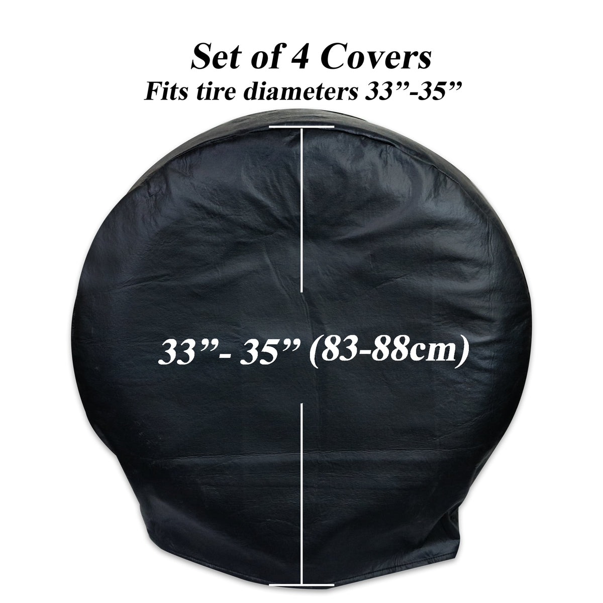 Leisure Coachworks RV Tire Cover Set for Tire Diameters 33 Inch x 35  Inch (Black)