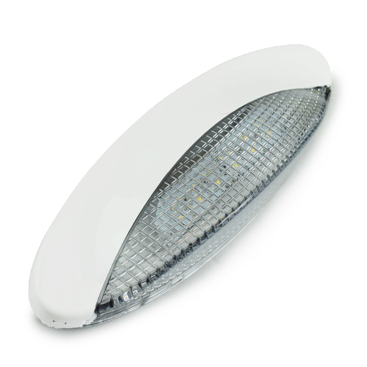 Leisure LED 12V RV Exterior LED Porch Light Euro Cool White with Switch Clear Lens 9 Inch (White)