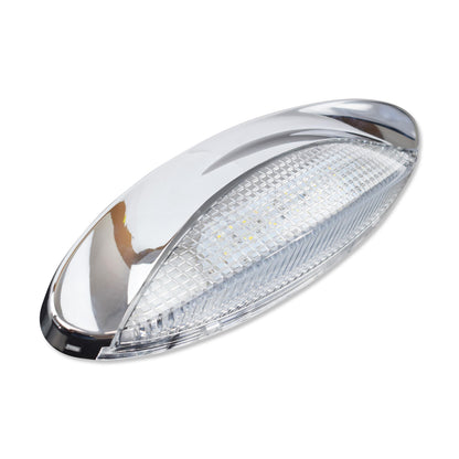 Leisure LED 12V RV Exterior LED Porch Light Euro Cool White with Switch Clear Lens 9 Inch (White)