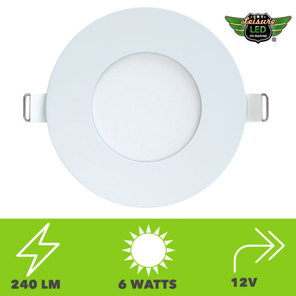 Leisure LED 12V RV Interior LED Recessed Light Cool White with Frosted Lens Aluminum Housing 3.375 Inch (White)