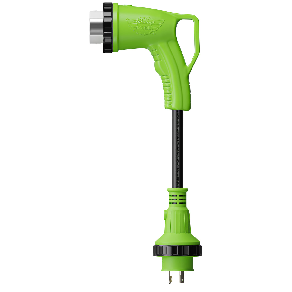 Leisure Cords 50AMP RV Dogbone Adapter Cord 90 Degree Handles Twist Locking Coupler NEMA L5-30P to SS2-50R 12 Inch (Green)