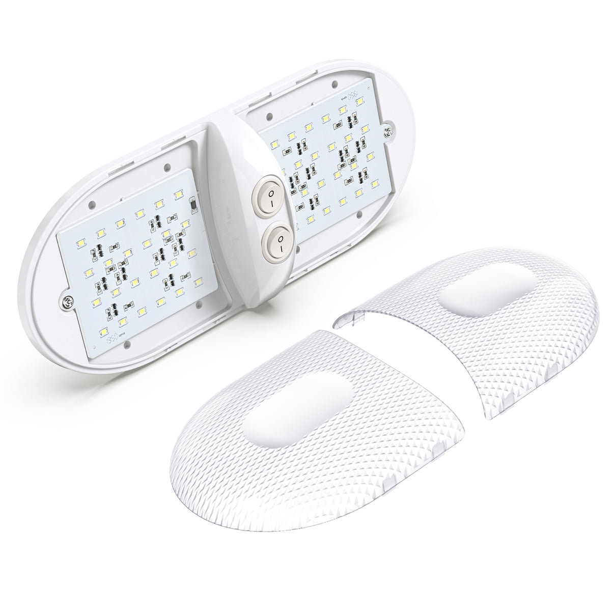Leisure LED 12V RV LED Double Dome Light Natural White Double On Off Switch Frosted Lens 11 Inch (White)