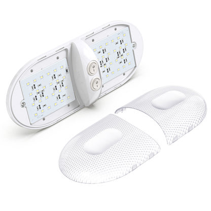 Leisure LED 12V RV LED Double Dome Light Natural White Double On Off Switch Frosted Lens 11 Inch (White)