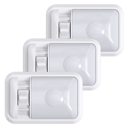 Leisure LED 12V RV LED Single Dome Light Natural White On Off Switch Frosted Lens 8 Inch (White)