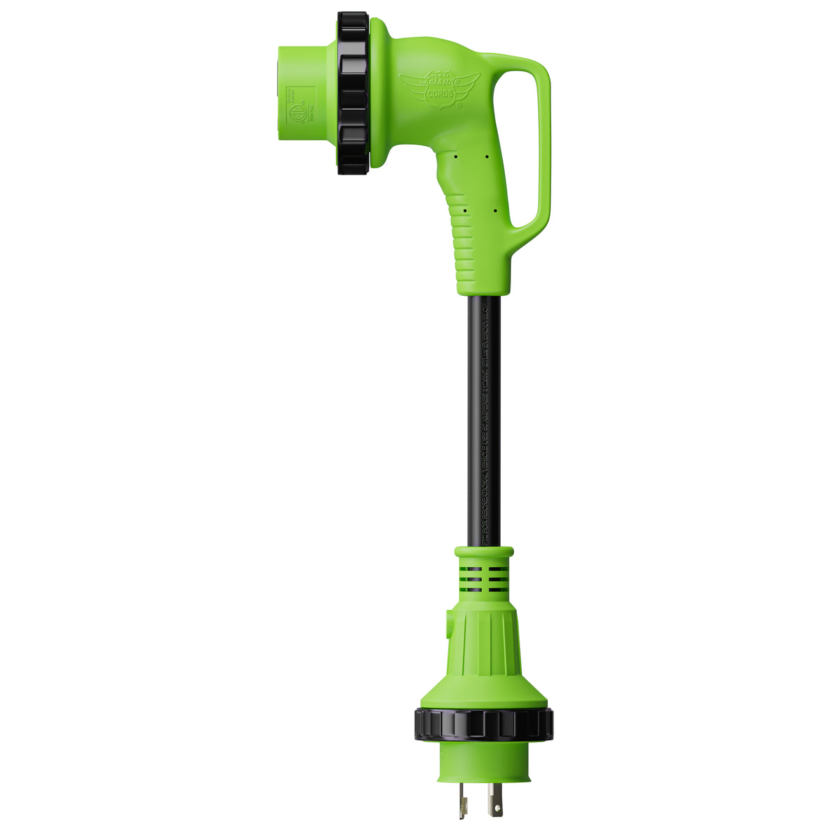 Leisure Cords 30AMP RV Dogbone Adapter Cord 90 Degree Handles Twist Locking Coupler NEMA L5-30P to L5-30R 12 Inch (Green)