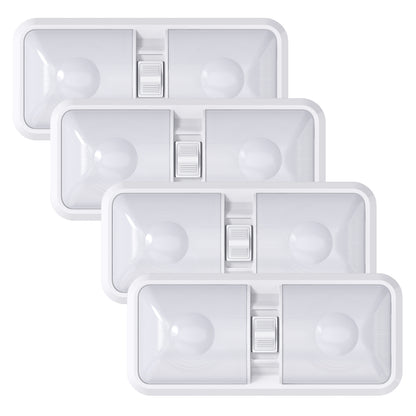 Leisure LED 12V RV LED Double Dome Light Natural White On Off Switch Frosted Lens 11 Inch (White)