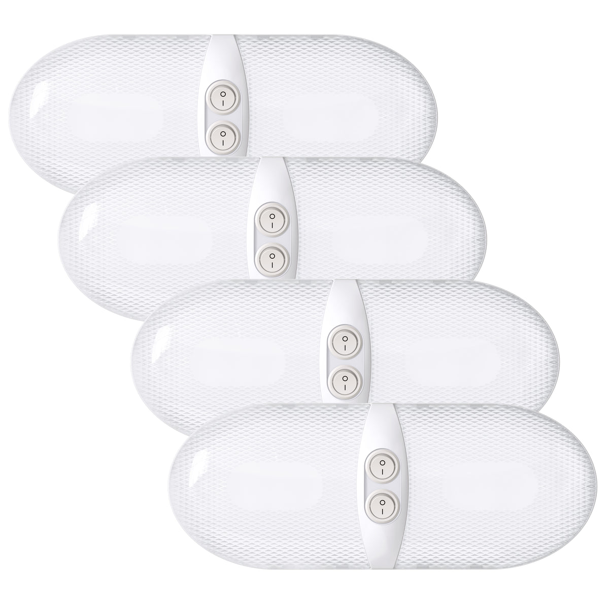 Leisure LED 12V RV LED Double Dome Light Natural White Double On Off Switch Frosted Lens 11 Inch (White)