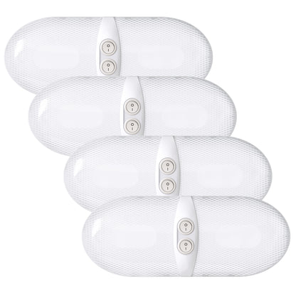 Leisure LED 12V RV LED Double Dome Light Natural White Double On Off Switch Frosted Lens 11 Inch (White)