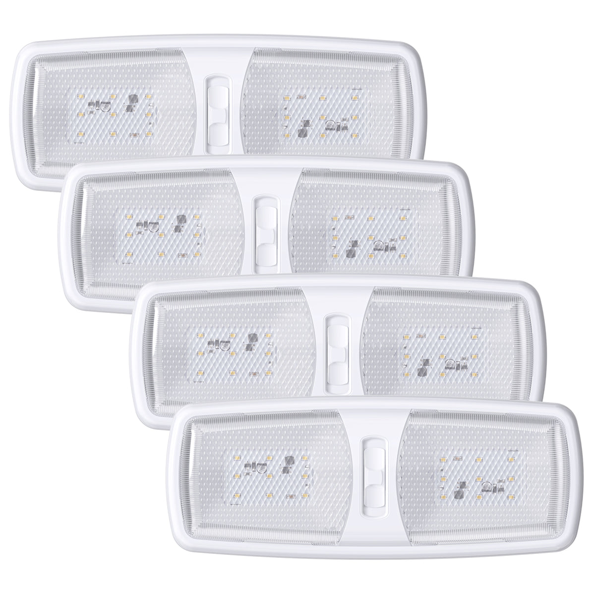 Leisure LED 12V RV LED Double Dome Light Euro Natural White On Off Switch Clear Lens 11 Inch (White)