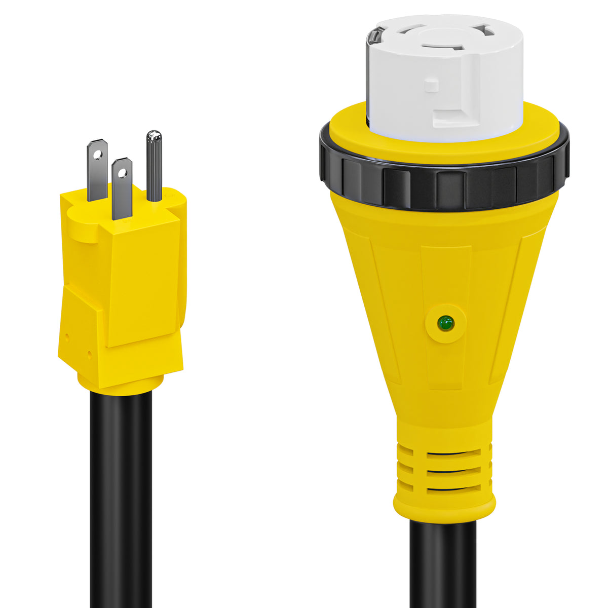 Leisure Cords 50AMP RV Dogbone Adapter Cord Twist Locking NEMA 5-15P to SS2-50R 12 Inch (Yellow)