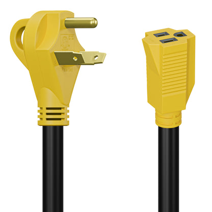 Leisure Cords 30AMP RV Dogbone Adapter Cord Standard NEMA TT-30P to 5-15R 12 Inch (Yellow)