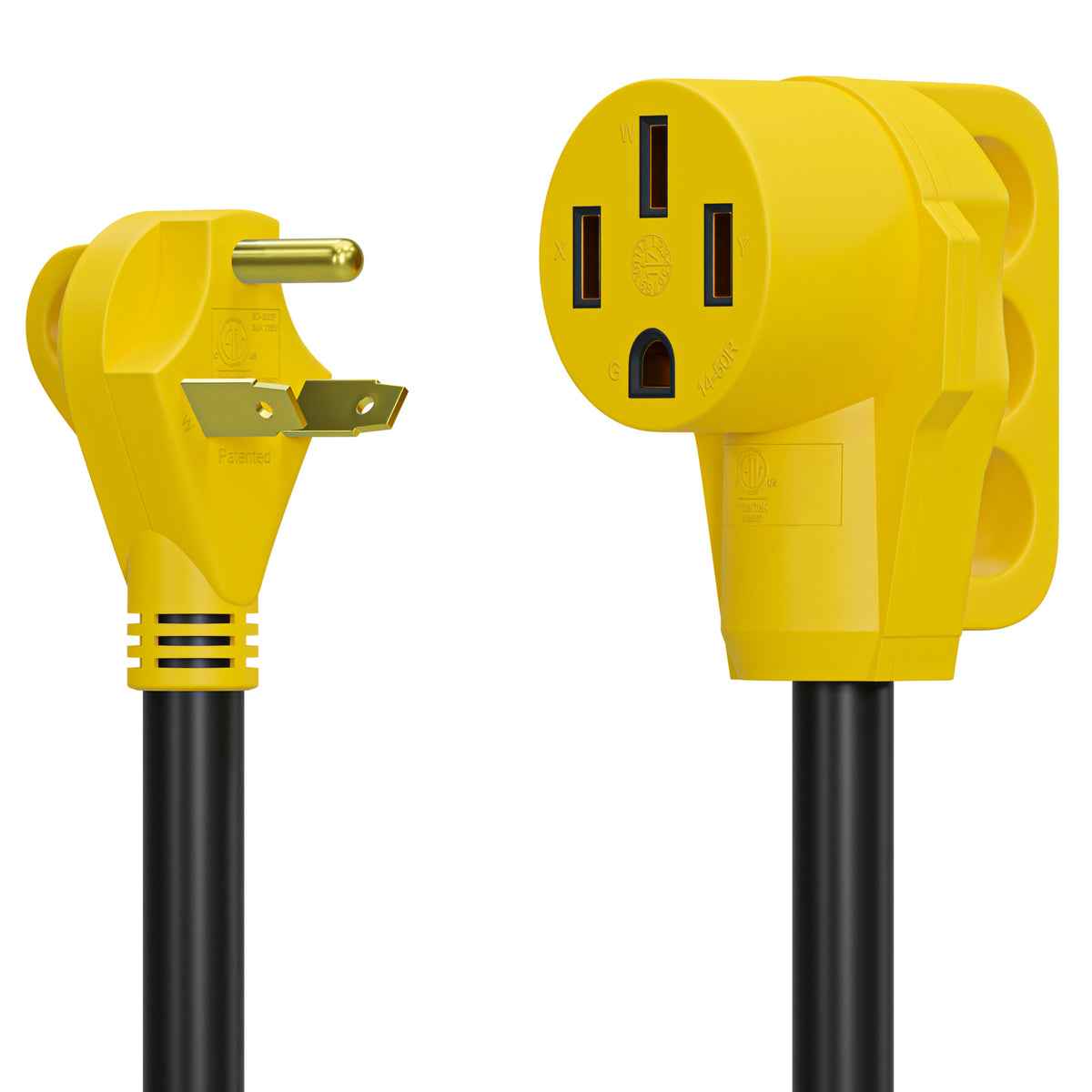 Leisure Cords 30AMP RV Dogbone Adapter Cord Standard NEMA TT-30P to 14-50R 12 Inch (Yellow)