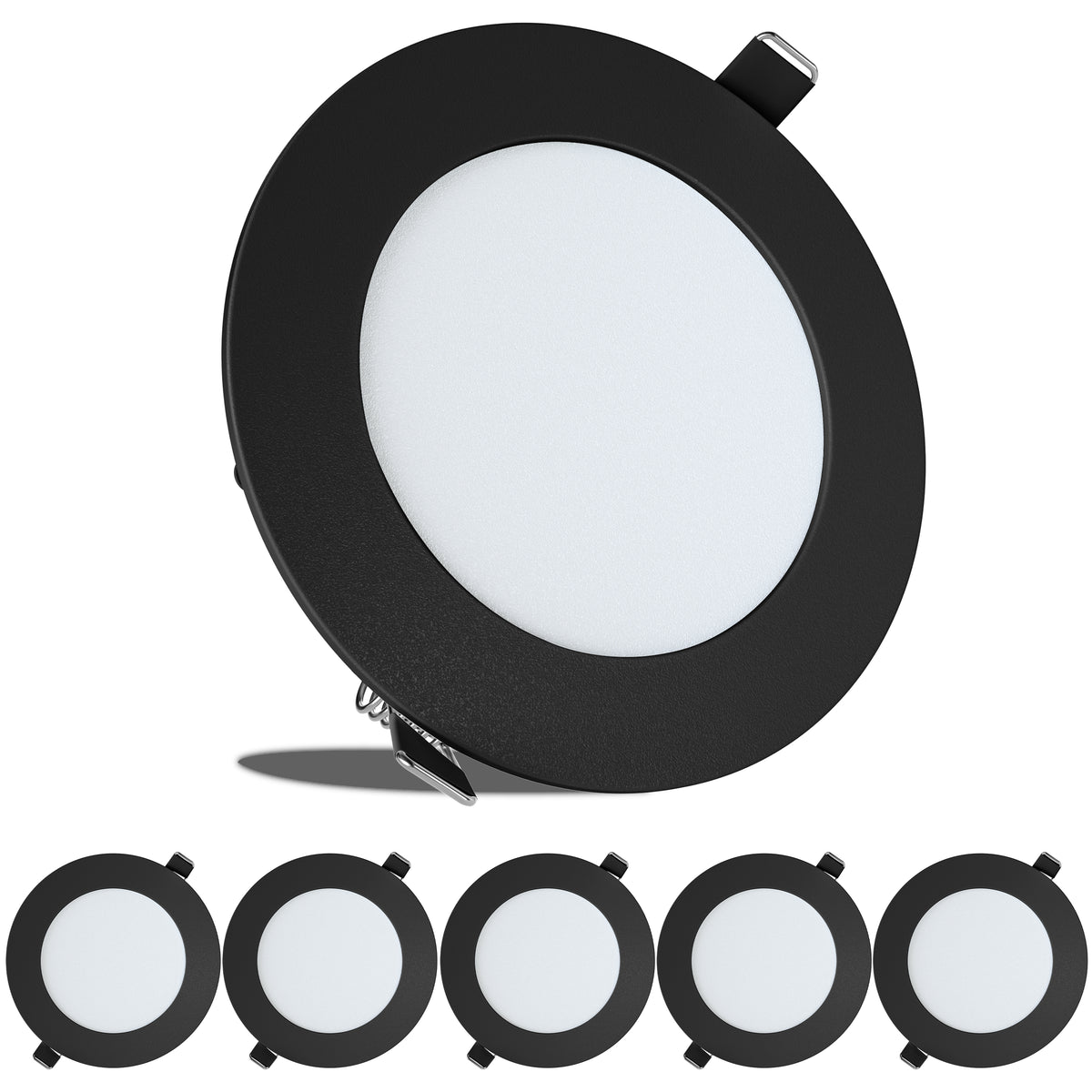 Leisure LED 12V RV Interior LED Recessed Light Cool White with Frosted Lens Aluminum Housing 4.75 Inch (Black)