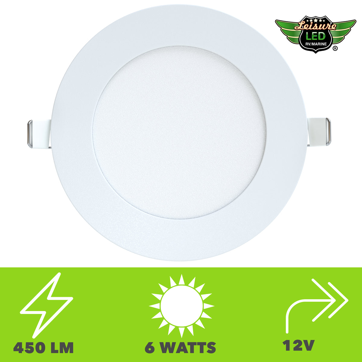 Leisure LED 12V RV Interior LED Recessed Light Cool White with Frosted Lens Aluminum Housing 4.75 Inch (White)