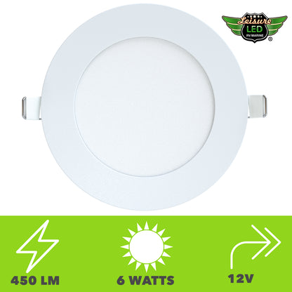 Leisure LED 12V RV Interior LED Recessed Light Cool White with Frosted Lens Aluminum Housing 4.75 Inch (White)
