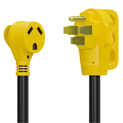 Leisure Cords 50AMP RV Dogbone Adapter Cord Standard NEMA 14-50P to TT-30R 12 Inch (Yellow)