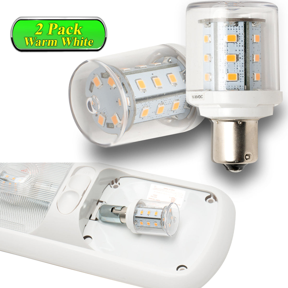 Leisure LED 1156 Light Bulb 24SMD 350 Lumen 1141 1156 RV Interior LED Light 24-SMD Camper Trailer Lamp Bulb 10-24V